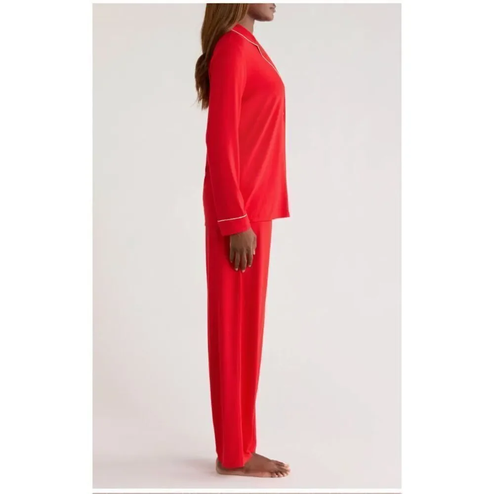 New Nordstrom Moonlight Eco Knit Pajamas in Red Barbados Cherry Size Large
